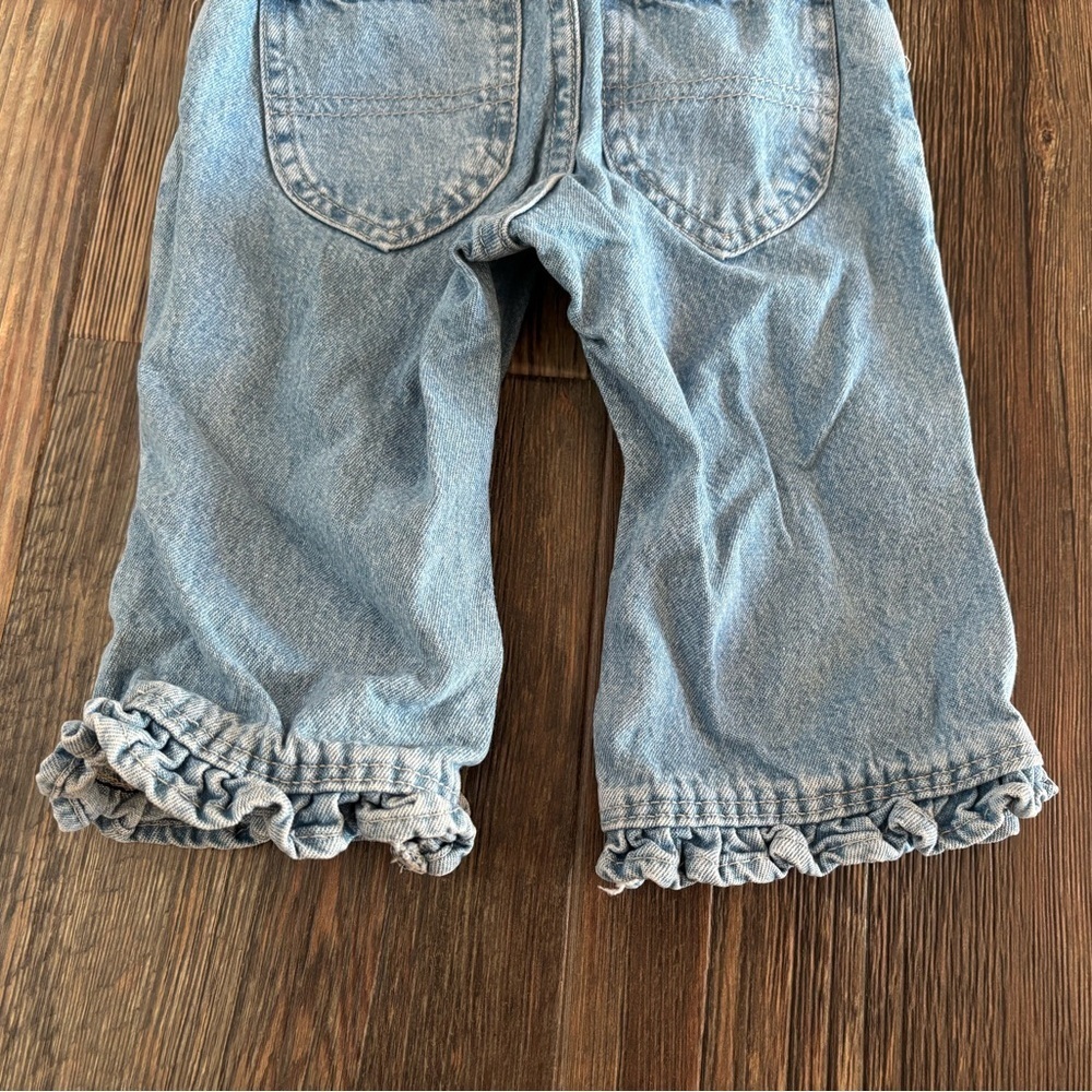Vtg Lee Riders Baby Jeans 12 Months Light Blue Denim Ruffle Hem Elastic Waist - Picture 9 of 9